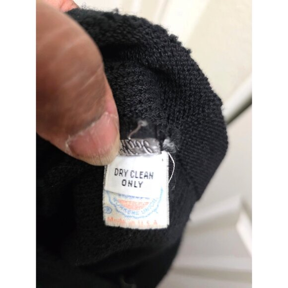 Vintage Adolfo New York Y2K 90s Black A Line 100% Wool Office Skirt With Satin T - Picture 6 of 7